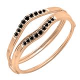 0.12 Carat (ctw) 10K Rose Gold Round Black Diamond Ladies Anniversary Enhancer Guard Wedding Band
