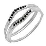 0.12 Carat (ctw) 10K White Gold Round Black Diamond Ladies Anniversary Enhancer Guard Wedding Band