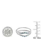 0.12 Carat (ctw) 14K White Gold Round Blue & White Diamond Ladies Anniversary Enhancer Guard Wedding Band