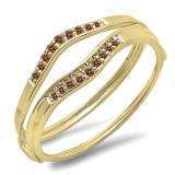 0.12 Carat (ctw) 10K Yellow Gold Round Champagne Diamond Ladies Anniversary Enhancer Guard Wedding Band