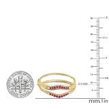 0.12 Carat (ctw) 10K Yellow Gold Round Red Ruby Ladies Anniversary Enhancer Guard Wedding Band