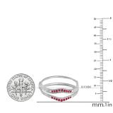0.12 Carat (ctw) 14K White Gold Round Red Ruby Ladies Anniversary Enhancer Guard Wedding Band
