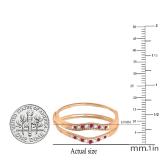 0.12 Carat (ctw) 14K Rose Gold Round Red Ruby & White Diamond Ladies Anniversary Enhancer Guard Wedding Band
