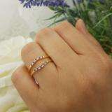 0.12 Carat (ctw) 14K Yellow Gold Round Red Ruby & White Diamond Ladies Anniversary Enhancer Guard Wedding Band