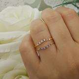 0.12 Carat (ctw) 14K Yellow Gold Round Red Ruby & White Diamond Ladies Anniversary Enhancer Guard Wedding Band