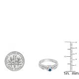 0.25 Carat (ctw) 14k White Gold Round Blue & White Diamond Ladies Heart Shaped Bridal Engagement Ring Matching Band Set 1/4 CT
