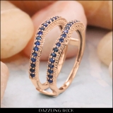 0.45 Carat (ctw) 10K Rose Gold Round Blue Sapphire Ladies Anniversary Wedding Band Milgrain Guard Double Ring 1/2 CT