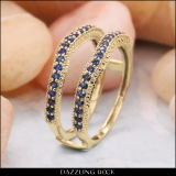 0.45 Carat (ctw) 10K Yellow Gold Round Blue Sapphire Ladies Anniversary Wedding Band Milgrain Guard Double Ring 1/2 CT