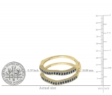 0.45 Carat (ctw) 10K Yellow Gold Round Blue Sapphire Ladies Anniversary Wedding Band Milgrain Guard Double Ring 1/2 CT