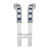 0.45 Carat (ctw) 14K White Gold Round Blue Sapphire & White Diamond Ladies Anniversary Wedding Band Milgrain Guard Double Ring 1/2 CT