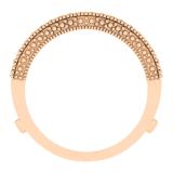 0.45 Carat (ctw) 18K Rose Gold Round Blue Sapphire & White Diamond Ladies Anniversary Wedding Band Milgrain Guard Double Ring 1/2 CT