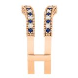 0.45 Carat (ctw) 18K Rose Gold Round Blue Sapphire & White Diamond Ladies Anniversary Wedding Band Milgrain Guard Double Ring 1/2 CT