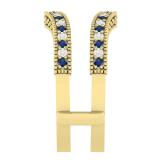 0.45 Carat (ctw) 18K Yellow Gold Round Blue Sapphire & White Diamond Ladies Anniversary Wedding Band Milgrain Guard Double Ring 1/2 CT