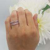 0.45 Carat (ctw) 10K White Gold Round Pink Sapphire Ladies Anniversary Wedding Band Milgrain Guard Double Ring 1/2 CT