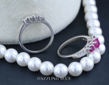 1.80 Carat (ctw) 10K White Gold Round Red Ruby & White Diamond Ladies Bridal 3 Stone Engagement Ring With Matching Band Set