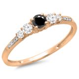 0.40 Carat (ctw) 14K Rose Gold Round Cut Black & White Diamond Ladies Bridal 5 Stone Engagement Ring