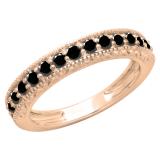 0.55 Carat (ctw) 10K Rose Gold Round Cut Black Diamond Ladies Milgrain Anniversary Wedding Stackable Band 1/2 CT