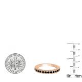 0.55 Carat (ctw) 10K Rose Gold Round Cut Black Diamond Ladies Milgrain Anniversary Wedding Stackable Band 1/2 CT