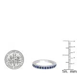 0.55 Carat (ctw) 10K White Gold Round Cut Blue Sapphire Ladies Milgrain Anniversary Wedding Stackable Band 1/2 CT