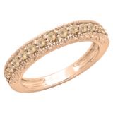 0.55 Carat (ctw) 10K Rose Gold Round Cut Champagne Diamond Ladies Milgrain Anniversary Wedding Stackable Band 1/2 CT