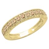 0.55 Carat (ctw) 10K Yellow Gold Round Cut Champagne Diamond Ladies Milgrain Anniversary Wedding Stackable Band 1/2 CT