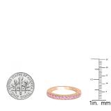 0.55 Carat (ctw) 10K Rose Gold Round Cut Pink Sapphire Ladies Milgrain Anniversary Wedding Stackable Band 1/2 CT