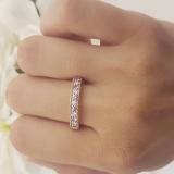 0.55 Carat (ctw) 10K Yellow Gold Round Cut Pink Sapphire & White Diamond Ladies Milgrain Anniversary Wedding Stackable Band 1/2 CT