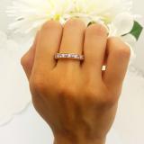 0.55 Carat (ctw) 10K Yellow Gold Round Cut Pink Sapphire & White Diamond Ladies Milgrain Anniversary Wedding Stackable Band 1/2 CT