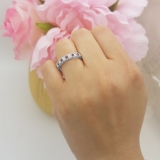 0.55 Carat (ctw) 14K White Gold Round Cut Red Ruby & White Diamond Ladies Milgrain Anniversary Wedding Stackable Band 1/2 CT