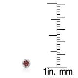 0.30 Carat (ctw) 14K White Gold Red Ruby & White Diamond Ladies Cluster Flower Stud Earrings 1/3 CT