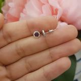 0.30 Carat (ctw) 14K White Gold Red Ruby & White Diamond Ladies Cluster Flower Stud Earrings 1/3 CT