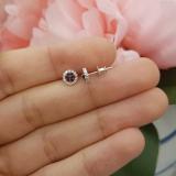 0.30 Carat (ctw) 14K White Gold Red Ruby & White Diamond Ladies Cluster Flower Stud Earrings 1/3 CT