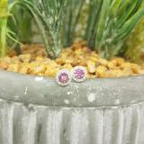 0.30 Carat (ctw) 10K White Gold Pink Sapphire & White Diamond Ladies Cluster Flower Stud Earrings 1/3 CT
