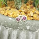 0.30 Carat (ctw) 10K White Gold Pink Sapphire & White Diamond Ladies Cluster Flower Stud Earrings 1/3 CT