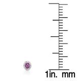 0.30 Carat (ctw) 10K Yellow Gold Pink Sapphire & White Diamond Ladies Cluster Flower Stud Earrings 1/3 CT