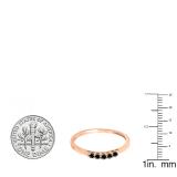 0.15 Carat (ctw) 14K Rose Gold Round Black Diamond Ladies 5 Stone Anniversary Wedding Band Ring