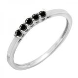 0.15 Carat (ctw) 14K White Gold Round Black Diamond Ladies 5 Stone Anniversary Wedding Band Ring