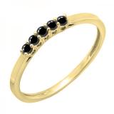 0.15 Carat (ctw) 14K Yellow Gold Round Black Diamond Ladies 5 Stone Anniversary Wedding Band Ring