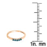 0.15 Carat (ctw) 14K Rose Gold Round Blue Diamond Ladies 5 Stone Anniversary Wedding Band Ring