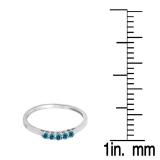 0.15 Carat (ctw) 14K White Gold Round Blue Diamond Ladies 5 Stone Anniversary Wedding Band Ring