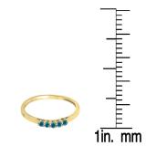 0.15 Carat (ctw) 14K Yellow Gold Round Blue Diamond Ladies 5 Stone Anniversary Wedding Band Ring