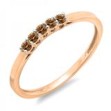 0.15 Carat (ctw) 14K Rose Gold Round Champagne Diamond Ladies 5 Stone Anniversary Wedding Band Ring