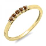 0.15 Carat (ctw) 14K Yellow Gold Round Champagne Diamond Ladies 5 Stone Anniversary Wedding Band Ring