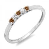 0.15 Carat (ctw) 14K White Gold Round Champagne & White Diamond Ladies 5 Stone Anniversary Wedding Band Ring