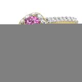 0.50 Carat (ctw) 10K Yellow Gold Round Pink Sapphire & White Diamond Ladies Halo Bridal Engagement Ring 1/2 CT