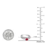1.75 Carat (ctw) 10K White Gold Round Red Ruby & White Diamond Ladies Vintage Style Solitaire With Accents Bridal Engagement Ring 1 3/4 CT
