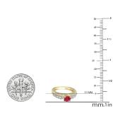 1.75 Carat (ctw) 10K Yellow Gold Round Red Ruby & White Diamond Ladies Vintage Style Solitaire With Accents Bridal Engagement Ring 1 3/4 CT