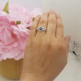 2.00 Carat (ctw) 10K Yellow Gold Round Cut Blue Sapphire & White Diamond Ladies Bridal Halo Style Engagement Ring With Matching Wedding Band Set 2 CT