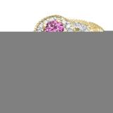 0.50 Carat (ctw) 10K Yellow Gold Round Pink Sapphire & White Diamond Ladies Split Shank Bridal Vintage Halo Style Engagement Ring 1/2 CT