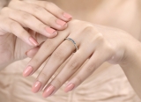 0.25 Carat (ctw) 10K Rose Gold Round Blue & White Diamond Ladies Anniversary Wedding Stackable Band Guard Ring 1/4 CT